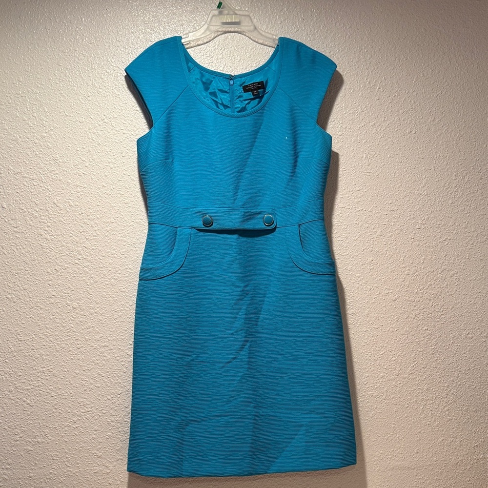 Elegant Blue Cap Sleeve Dress TAHARI